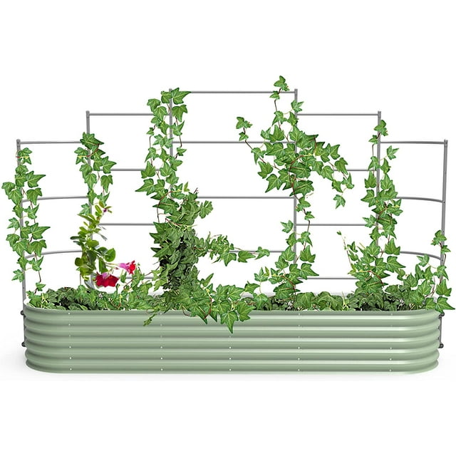 Vego Garden Modular Wall Trellis System, Five Section 9.5' Long for 2.5' x 9.5' (10 in 1) Garden Beds