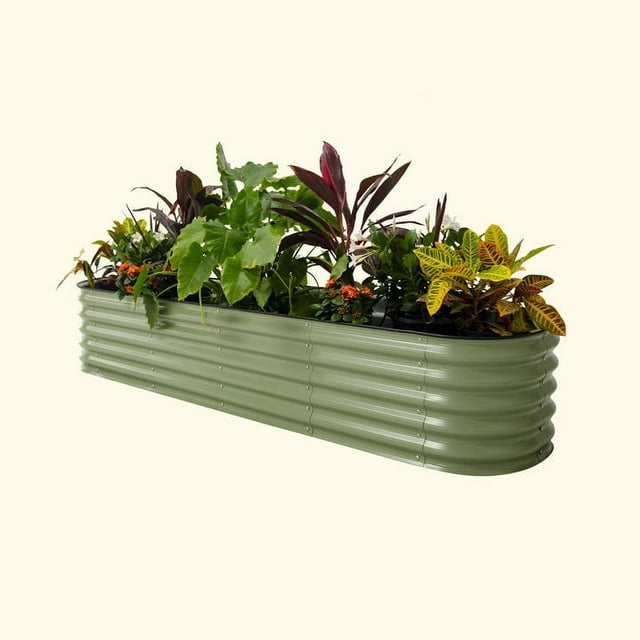 Vego Garden 2 x 6 ft Self-Watering Rolling Planter Raised Garden Bed Kits-Olive Green