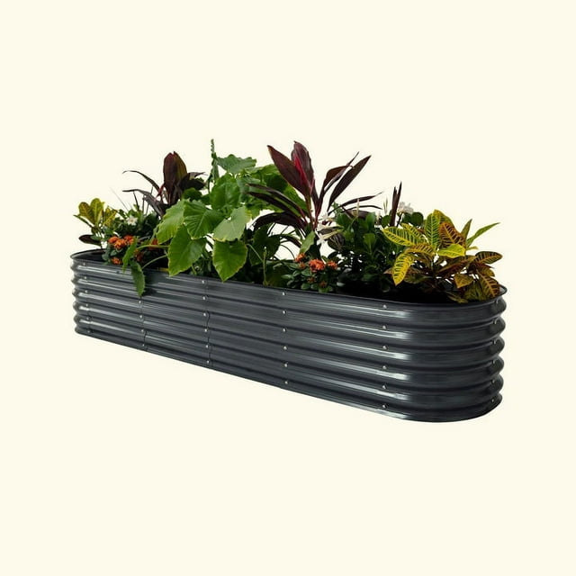 Vego Garden 2 x 8 ft Self-Watering Planter Raised Garden Bed Kits-Modern Gray