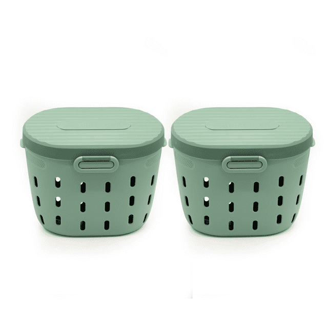 Vego Garden In-Ground Worm Composter Outdoor Farm Compost Bin 7 Gallons BPA-Free Composting System for Raised Garden Beds Sage Green, Twin Pack