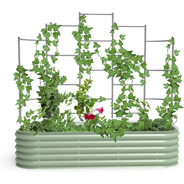 Vego Garden Modular Wall Trellis System, Five Section 6.5' Long for 2.0' x 6.5' (6 in 1) or 3.5' x 6.5' (9 in 1) Garden Beds