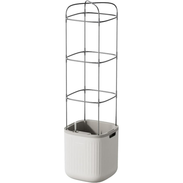 Vego Garden Self-Watering Rolling Tomato Planter Pot With Trellis Cream White